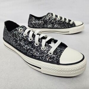Converse Chuck Taylor All Star Oxford A11138C Glitter Black Egret Women Size 7.5